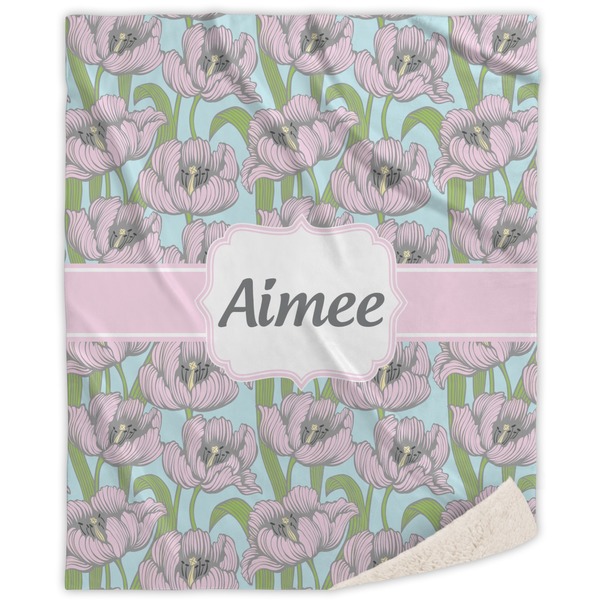 Custom Wild Tulips Sherpa Throw Blanket (Personalized)