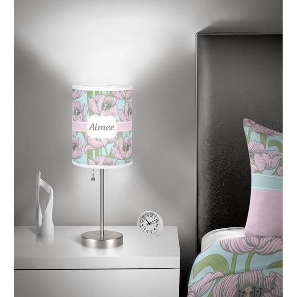 Wild Tulips 7 inch drum lamp shade - in room
