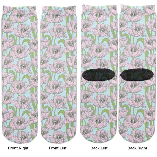 Wild Tulips Adult Crew Socks - Double Pair - Front and Back - Apvl