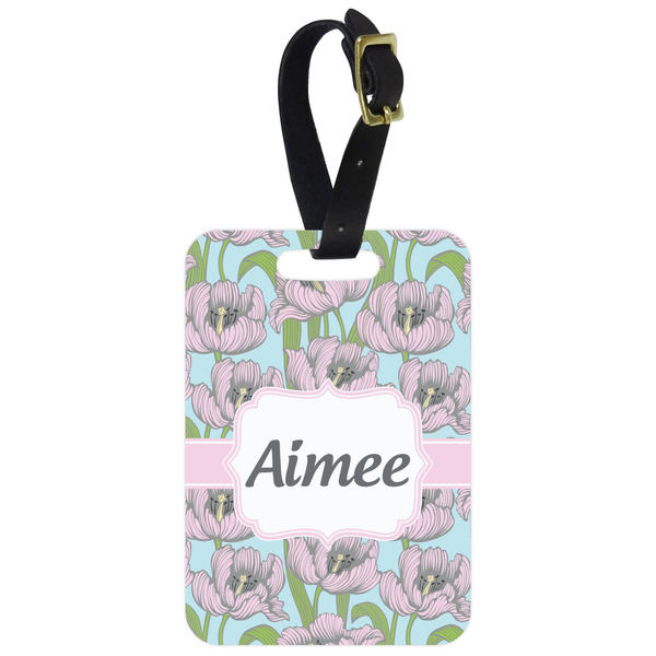 Custom Wild Tulips Metal Luggage Tag w/ Name or Text