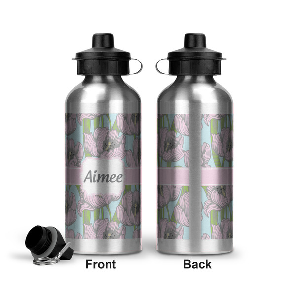 Wild Tulips Aluminum Water Bottle - Front and Back