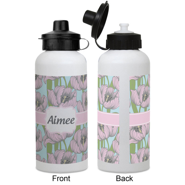 Wild Tulips Aluminum Water Bottle - White APPROVAL