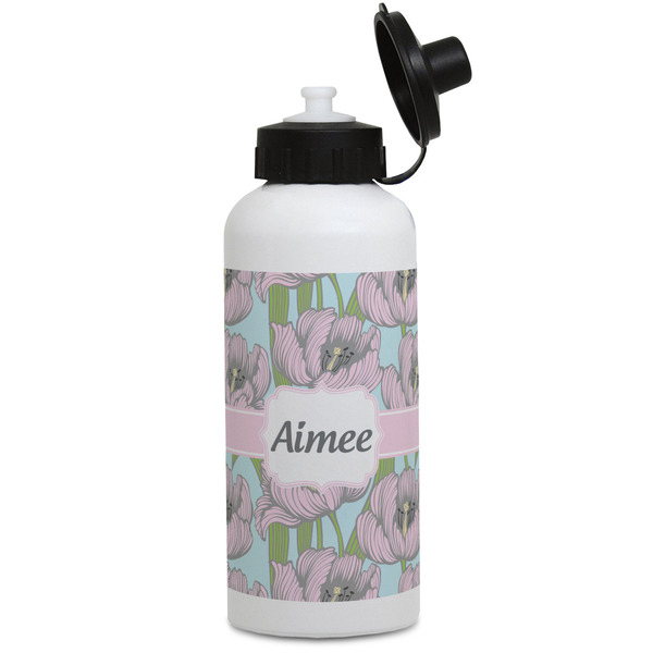 Custom Wild Tulips Water Bottles - Aluminum - 20 oz - White (Personalized)