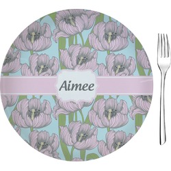 Wild Tulips 8" Glass Appetizer / Dessert Plates - Single or Set (Personalized)