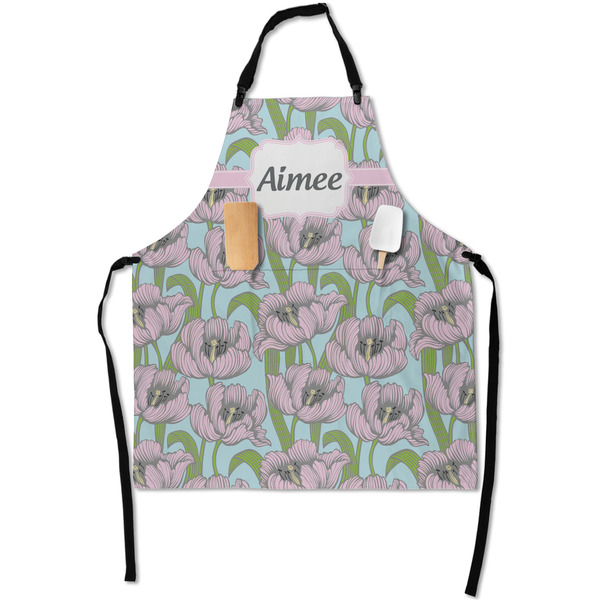 Custom Wild Tulips Apron With Pockets w/ Name or Text