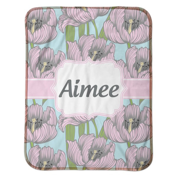 Wild Tulips Baby Sherpa Blanket - Flat