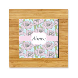 Wild Tulips Bamboo Trivet with Ceramic Tile Insert (Personalized)