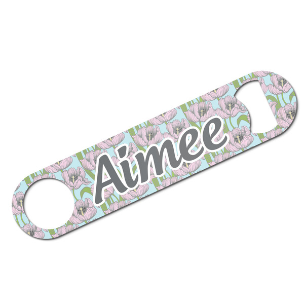 Custom Wild Tulips Bar Bottle Opener w/ Name or Text