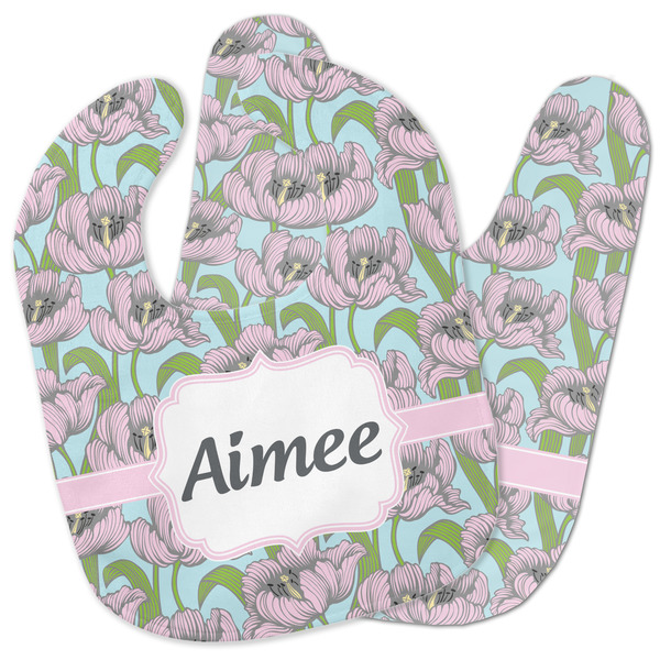 Custom Wild Tulips Baby Bib w/ Name or Text