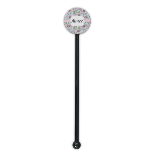 Wild Tulips Black Plastic 5.5" Stir Stick - Round - Single Stick