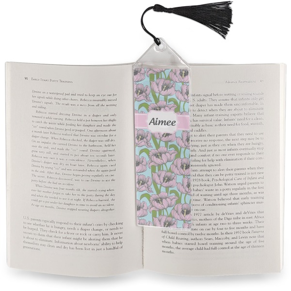 Wild Tulips Bookmark with tassel - In book