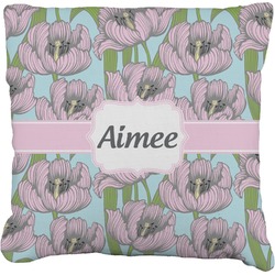Wild Tulips Faux-Linen Throw Pillow 20" (Personalized)