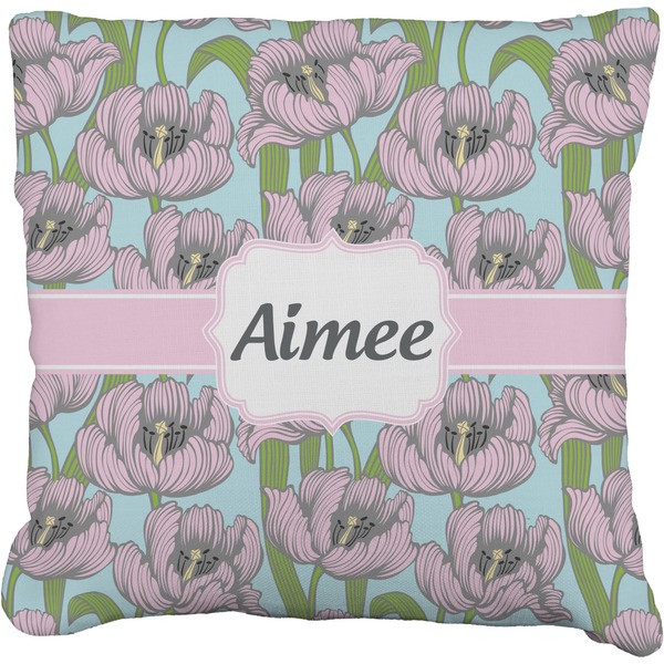 Custom Wild Tulips Faux-Linen Throw Pillow 26" (Personalized)