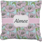 Wild Tulips Faux-Linen Throw Pillow (Personalized)
