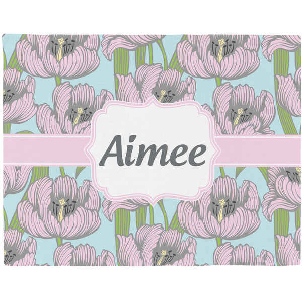 Custom Wild Tulips Woven Fabric Placemat - Twill w/ Name or Text