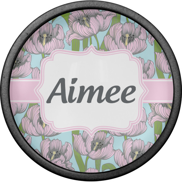Wild Tulips Cabinet Knob - Black - Front