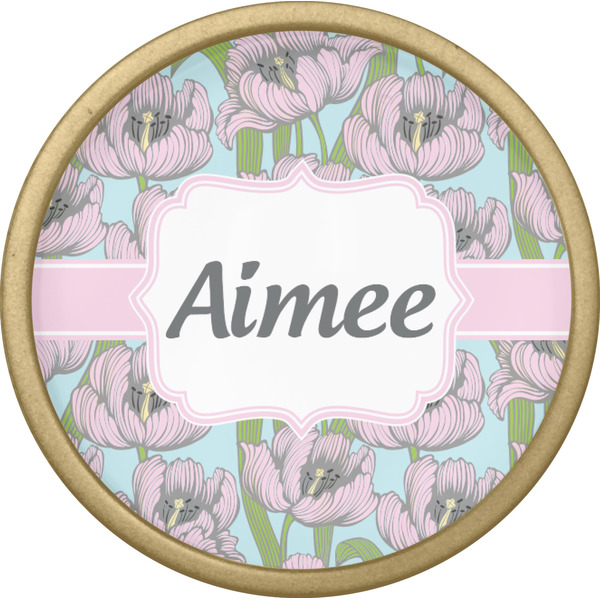 Wild Tulips Cabinet Knob - Gold - Front