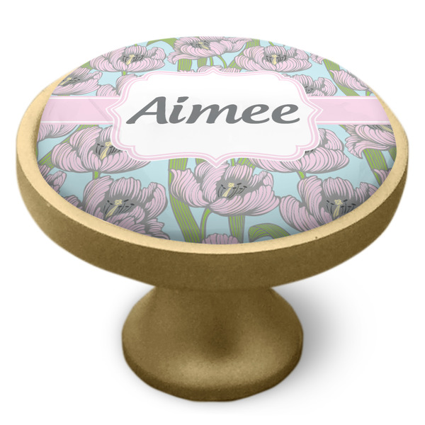 Wild Tulips Cabinet Knob - Gold - Side