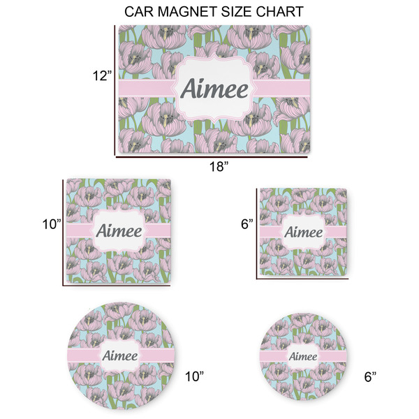 Wild Tulips Car Magnets - SIZE CHART