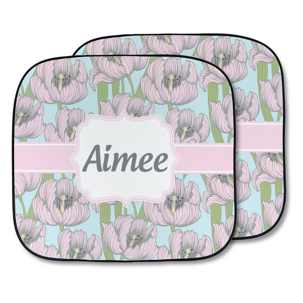 Custom Wild Tulips Car Sun Shade - Two Piece (Personalized)