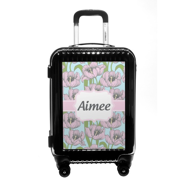 Custom Wild Tulips Carry On Hard Shell Suitcase (Personalized)