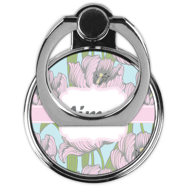 Wild Tulips Cell Phone Ring Stand & Holder - Front (Collapsed)