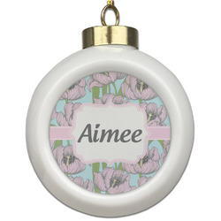 Wild Tulips Ceramic Ball Ornament (Personalized)