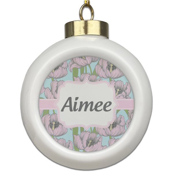 Custom Wild Tulips Ceramic Ball Ornament (Personalized)