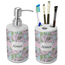 Wild Tulips Ceramic Bathroom Accessories Set (Personalized)