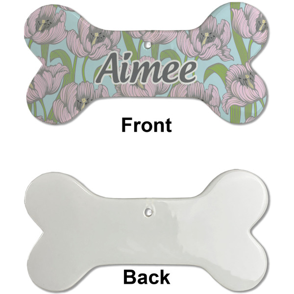Wild Tulips Ceramic Flat Ornament - Bone Front & Back Single Print (APPROVAL)