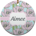 Wild Tulips Round Ceramic Ornament w/ Name or Text