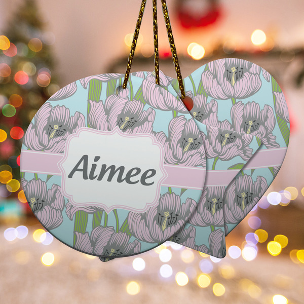 Custom Wild Tulips Ceramic Ornament w/ Name or Text