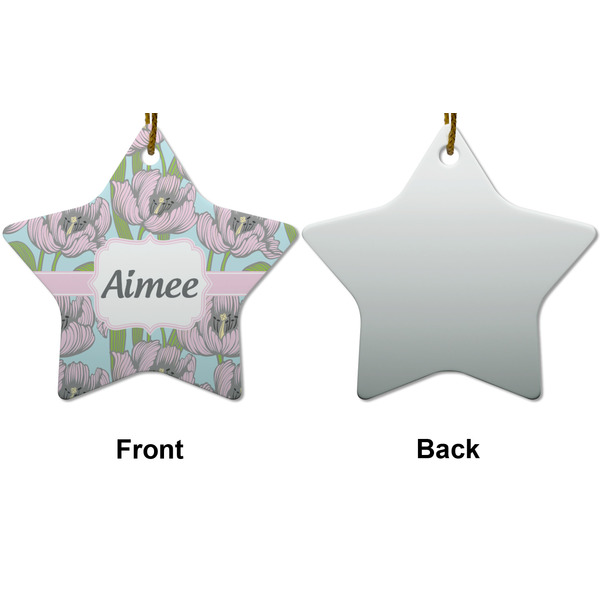 Wild Tulips Ceramic Flat Ornament - Star Front & Back (APPROVAL)