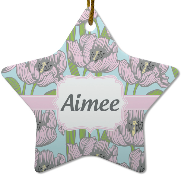 Wild Tulips Ceramic Flat Ornament - Star (Front)
