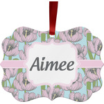 Wild Tulips Metal Frame Ornament - Double Sided w/ Name or Text