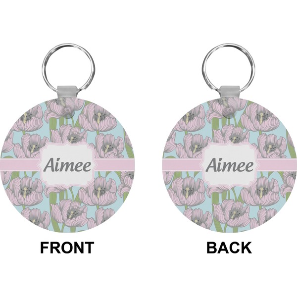 Wild Tulips Circle Keychain (Front + Back)