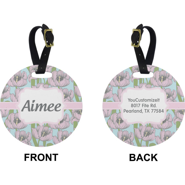 Wild Tulips Circle Luggage Tag (Front + Back)