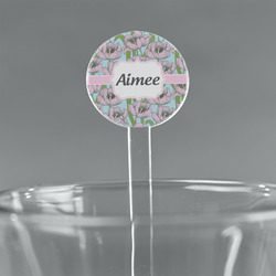 Wild Tulips 5.5" Round Plastic Stir Sticks - Clear (Personalized)
