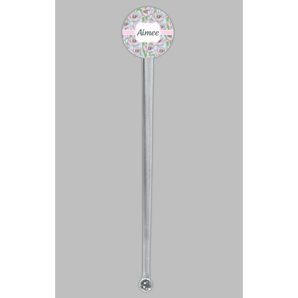 Wild Tulips Clear Plastic 7" Stir Stick - Round - Single Stick