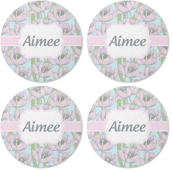 Wild Tulips Coaster Round Rubber Back - Apvl