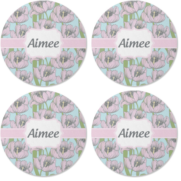 Wild Tulips Coaster Round Rubber Back - Apvl