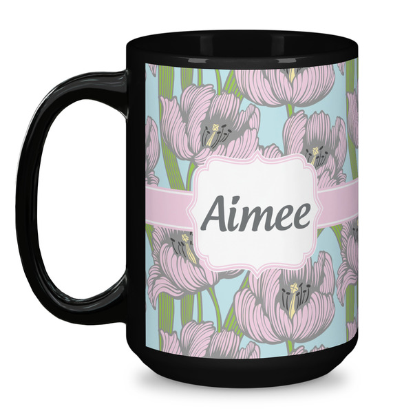 Wild Tulips Coffee Mug - 15 oz - Black