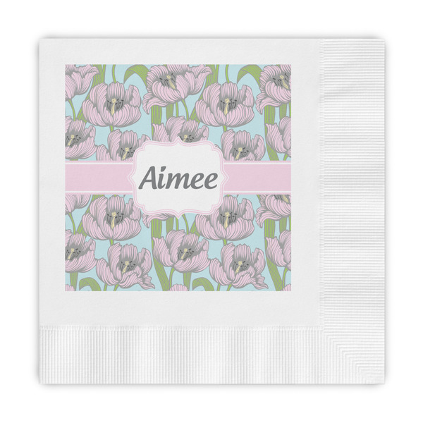Custom Wild Tulips Embossed Decorative Napkins (Personalized)