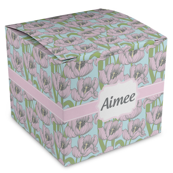 Custom Wild Tulips Cube Favor Gift Boxes (Personalized)