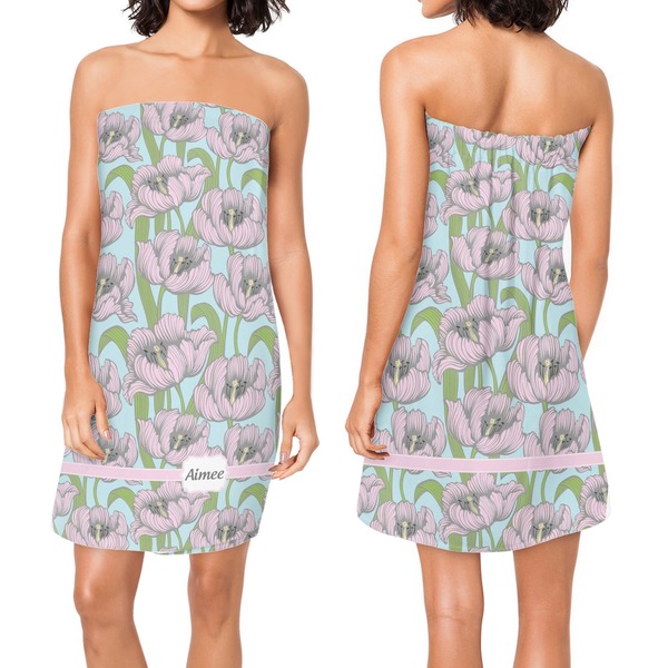 Wild Tulips Custom Bath Wrap - Front & Back View