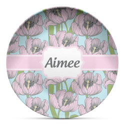 Wild Tulips Microwave Safe Plastic Plate - Composite Polymer (Personalized)