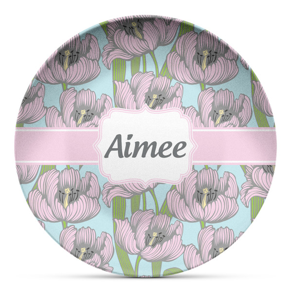 Custom Wild Tulips Microwave Safe Plastic Plate - Composite Polymer (Personalized)