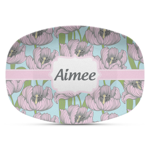 Custom Wild Tulips Plastic Platter - Microwave & Oven Safe Composite Polymer (Personalized)