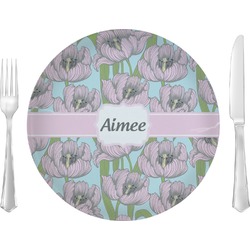 Wild Tulips 10" Glass Lunch / Dinner Plates - Single or Set (Personalized)