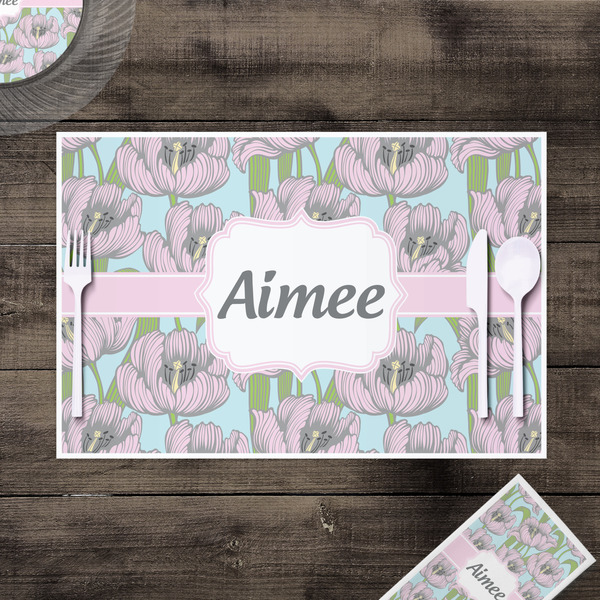 Wild Tulips Disposable Paper Placemat - In Context